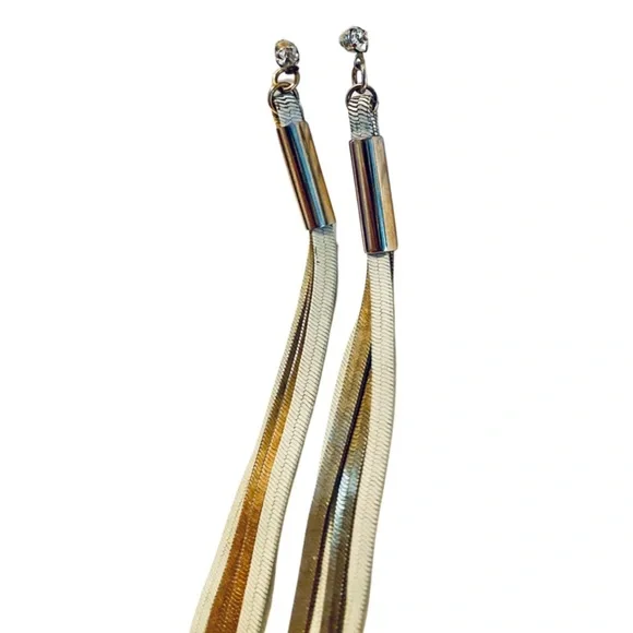 Gold & Beige Rhinestone Drop Earrings - Picture 6 of 6